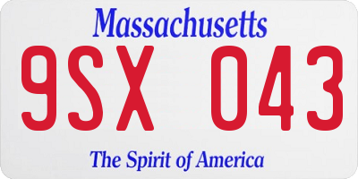 MA license plate 9SX043