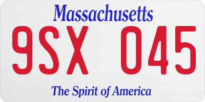 MA license plate 9SX045