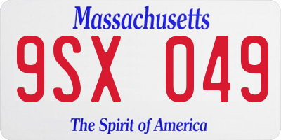 MA license plate 9SX049