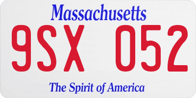 MA license plate 9SX052