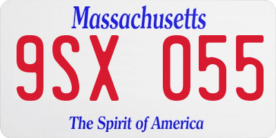 MA license plate 9SX055