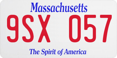 MA license plate 9SX057