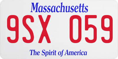 MA license plate 9SX059
