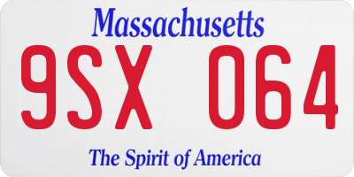 MA license plate 9SX064