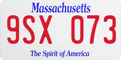 MA license plate 9SX073