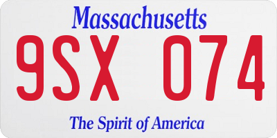MA license plate 9SX074