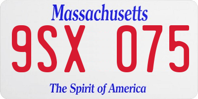 MA license plate 9SX075