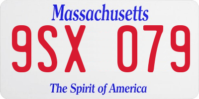 MA license plate 9SX079