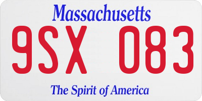 MA license plate 9SX083