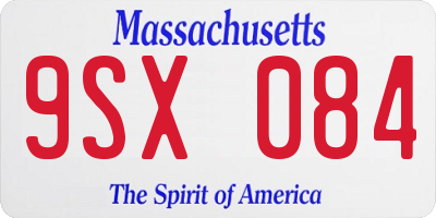 MA license plate 9SX084