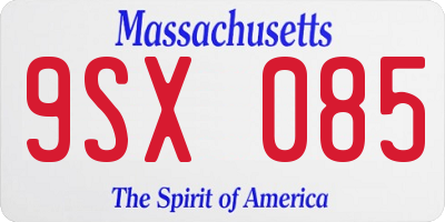 MA license plate 9SX085