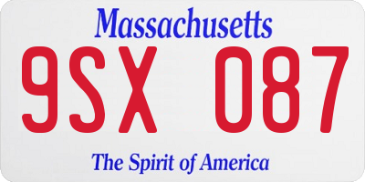 MA license plate 9SX087