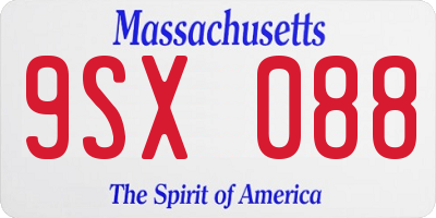 MA license plate 9SX088