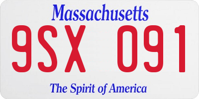 MA license plate 9SX091