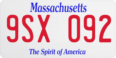 MA license plate 9SX092