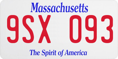 MA license plate 9SX093