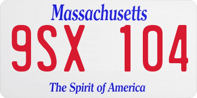 MA license plate 9SX104
