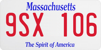 MA license plate 9SX106