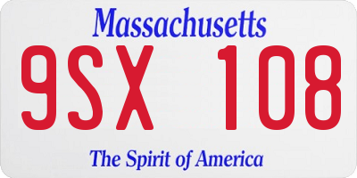 MA license plate 9SX108