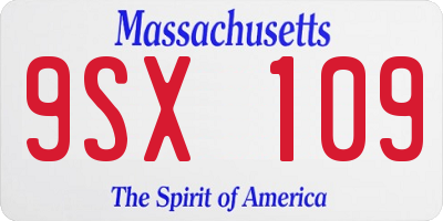 MA license plate 9SX109