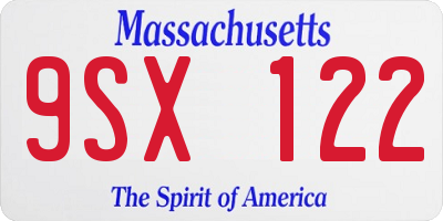 MA license plate 9SX122