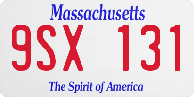 MA license plate 9SX131