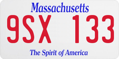 MA license plate 9SX133