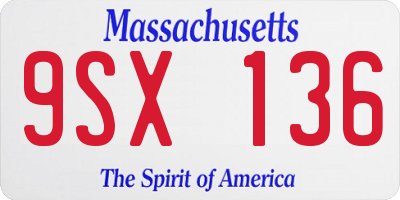 MA license plate 9SX136