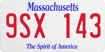 MA license plate 9SX143