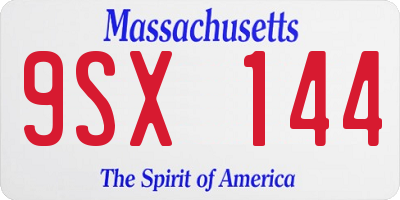 MA license plate 9SX144