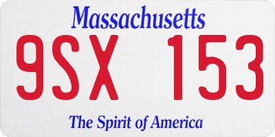MA license plate 9SX153