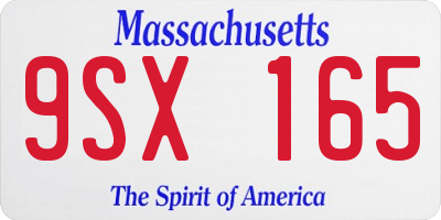 MA license plate 9SX165