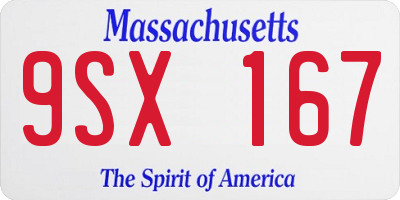 MA license plate 9SX167