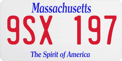 MA license plate 9SX197
