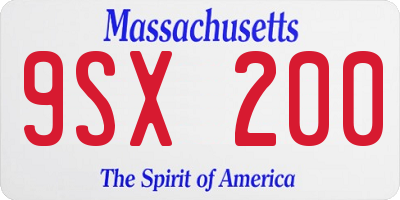 MA license plate 9SX200
