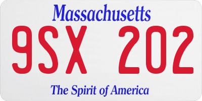 MA license plate 9SX202