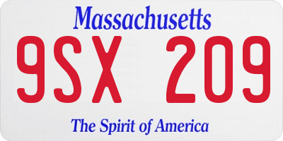MA license plate 9SX209