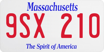 MA license plate 9SX210