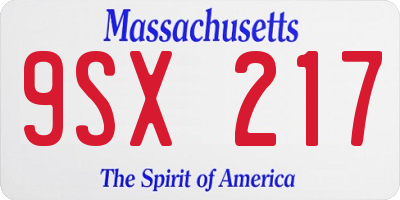 MA license plate 9SX217