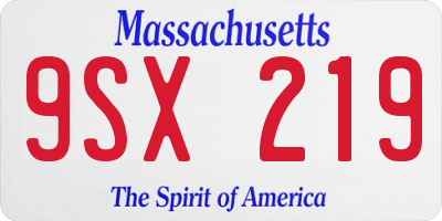 MA license plate 9SX219