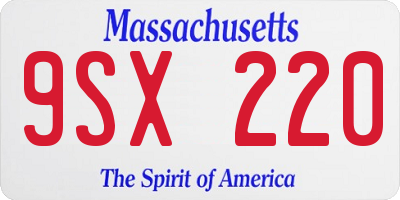 MA license plate 9SX220