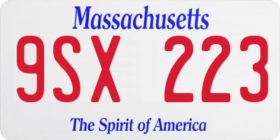MA license plate 9SX223