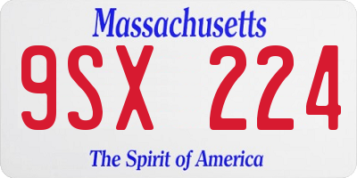MA license plate 9SX224