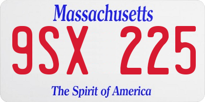 MA license plate 9SX225