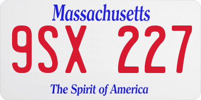 MA license plate 9SX227