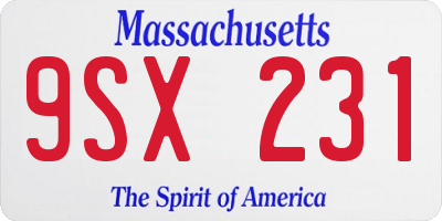 MA license plate 9SX231