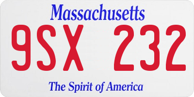 MA license plate 9SX232