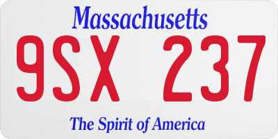 MA license plate 9SX237