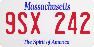 MA license plate 9SX242