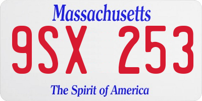 MA license plate 9SX253